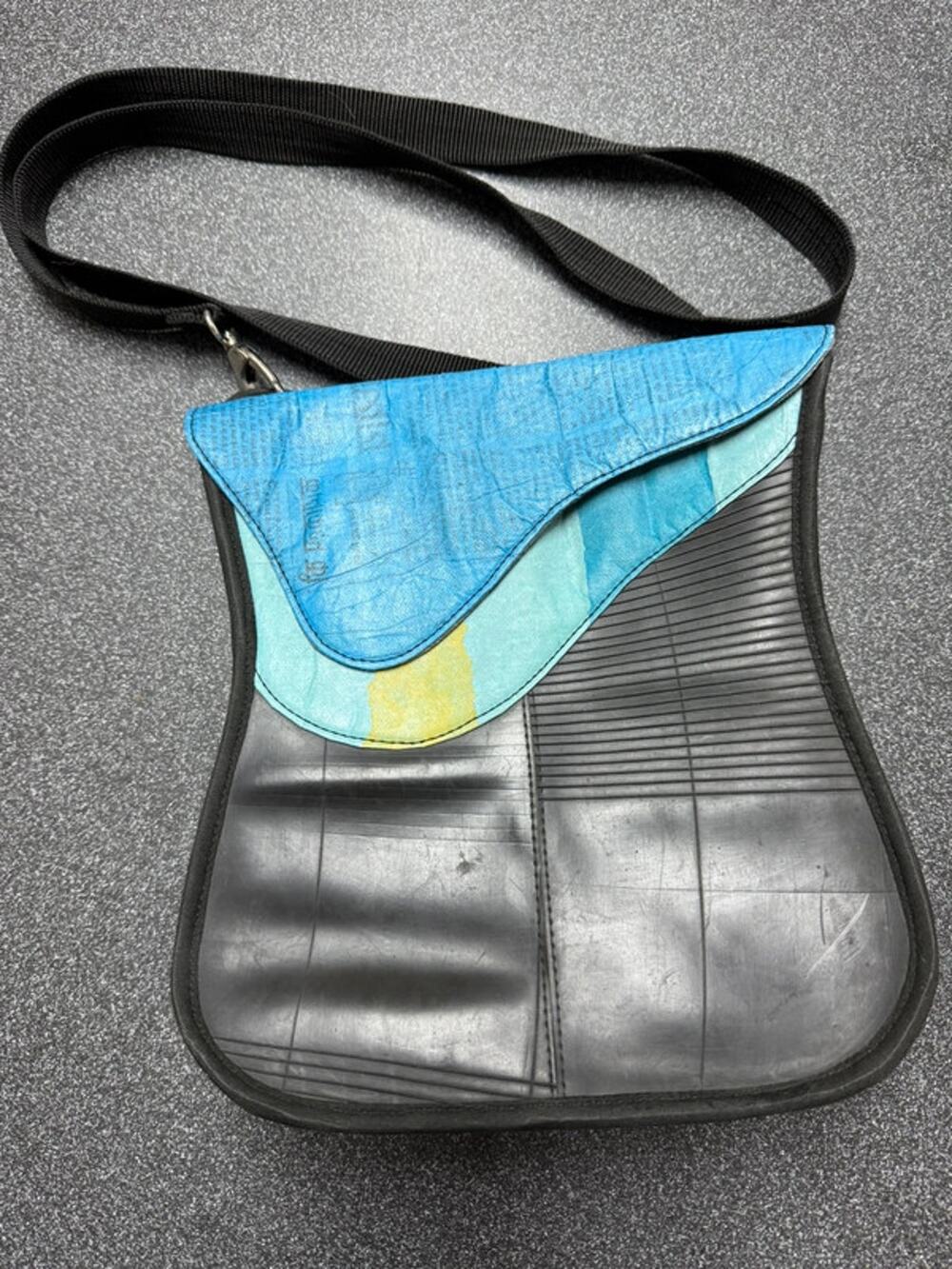 Upcycled Tire Inner Tube Crossbody Bag Recycled Rubber Messenger Purse Eco Art